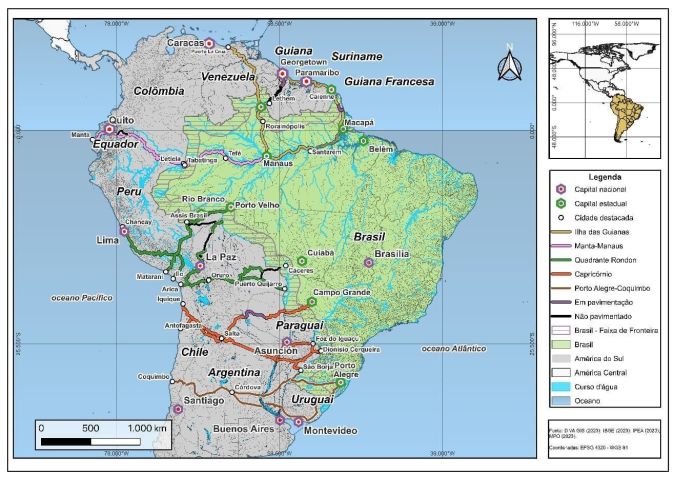 As cinco rotas de plano do governo para integração sul-americana / Crédito: Ministério do Planejamento e Orçamento