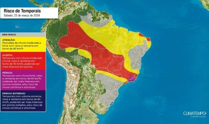 Risco de Temporais: grande parte do país está sob alerta, aponta Climatempo