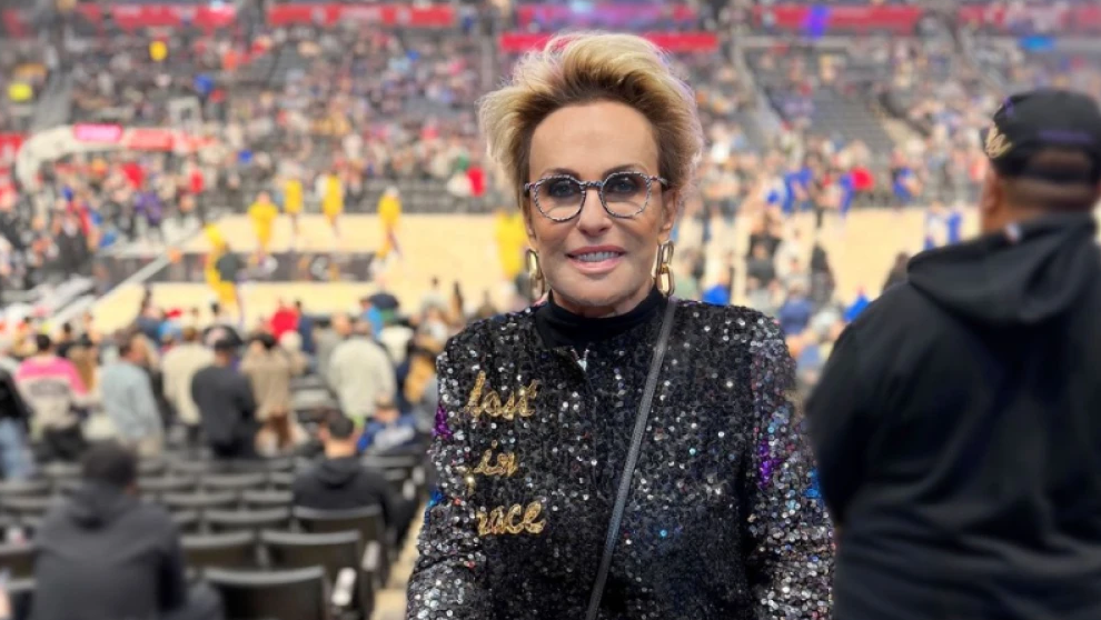 Ana Maria Braga no ginásio do Los Angeles Lakers