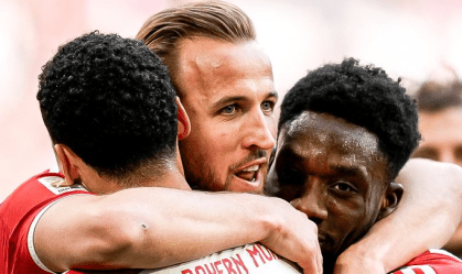 Harry Kane marcou três gols em goleada do Bayern