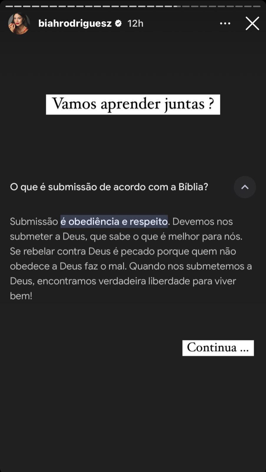 Biah Rodrigues respondeu seguidoras sobre submissão no casamento / Reprodução/Instagram