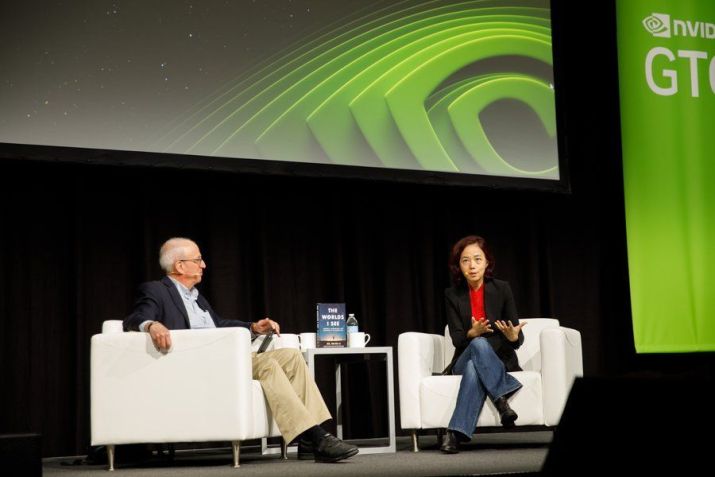 Bill Dally, da Nvidia, e a professora de ciência da computação Fei-Fei Li participaram de debate na GTC 2024 /Reprodução/Nvidia/X