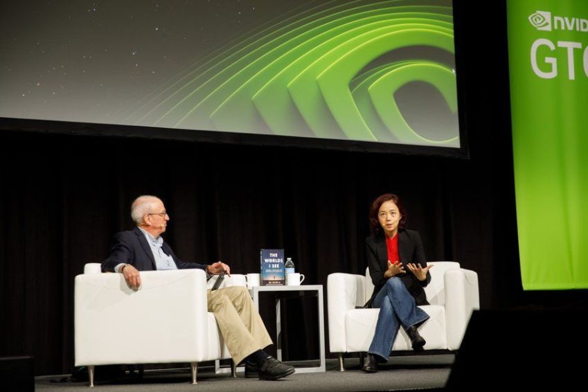 Bill Dally, da Nvidia, e a professora de ciência da computação Fei-Fei Li participaram de debate na GTC 2024 /Reprodução/Nvidia/X