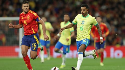 Rodri e Rodrygo marcaram em Espanha x Brasil