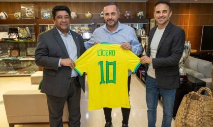 Cícero Souza, novo gerente da CBF, com Ednaldo Rodrigues e Rodrigo Caetano