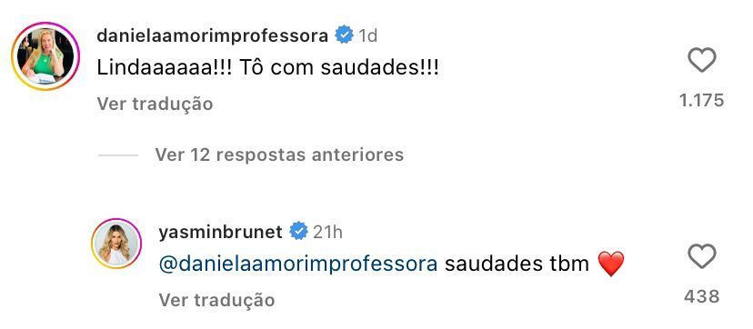Yasmin compartilha selfie e recebe comentário da mãe de MC Daniel / Reprodução/Yasmin Brunet/Instagram