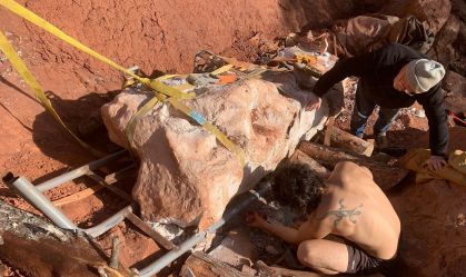 Esqueleto de dinossauro gigante de 70 milhões de anos é encontrado quase inteiro