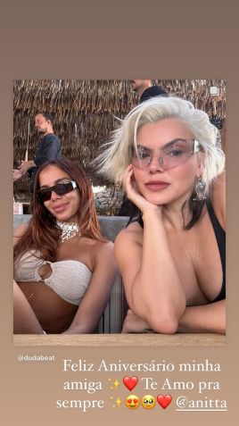 Duda Beat celebra aniversário de Anitta / Reprodução/Duda Beat/Instagram