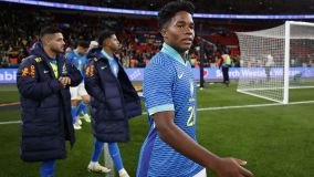 Endrick após fazer o gol do Brasil