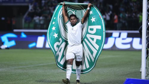 Endrick comemora gol contra o Novorizontino