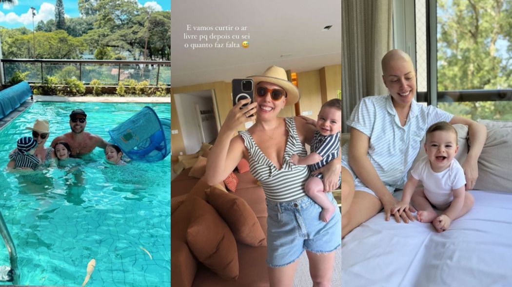 Fabiana Justus publicou uma série de stories curtindo com sua família antes de retornar ao hospital para o tratamento de leucemia / Instagram/Reprodução