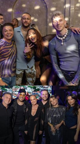 David Brazil, Neymar, Machine Gun Kelly, Luciano Huck, Hugo Gloss, Angélica, Carolina Dieckmann e Juliette posam na festa de Anitta / Reprodução/Instagram