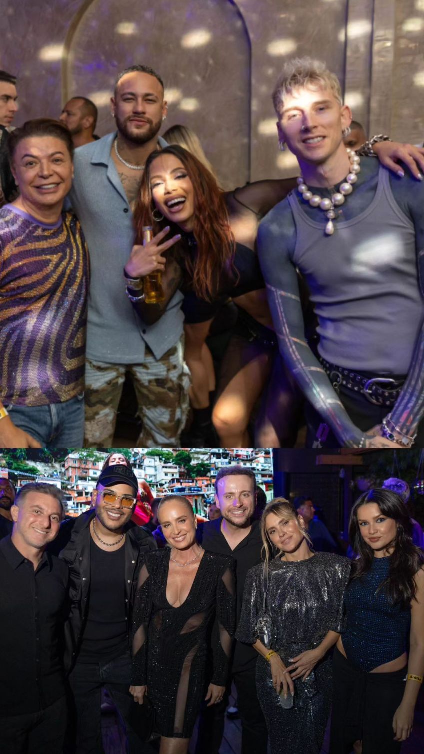 David Brazil, Neymar, Machine Gun Kelly, Luciano Huck, Hugo Gloss, Angélica, Carolina Dieckmann e Juliette posam na festa de Anitta / Reprodução/Instagram