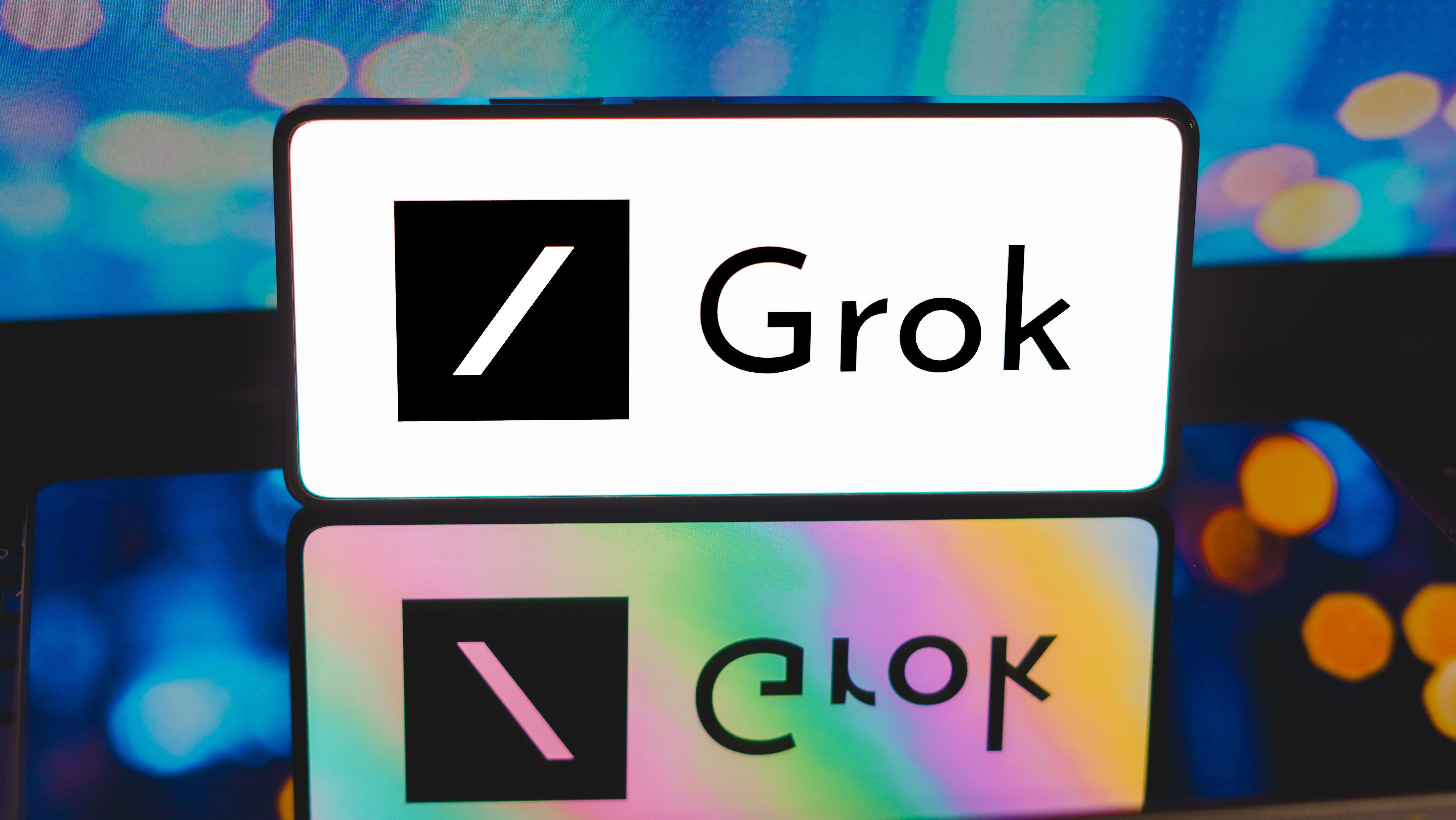 In this photo illustration, the xAI Grok logo is displayed