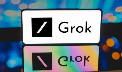 In this photo illustration, the xAI Grok logo is displayed