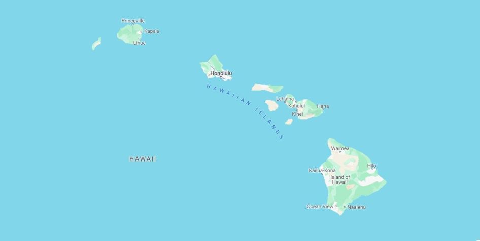 Ilhas do Havaí no Pacífico norte / Google Maps