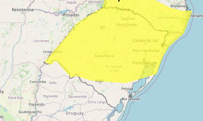Imagem de destaque do post: Inmet alerta para chuvas intensas no Sul até segunda-feira (04)