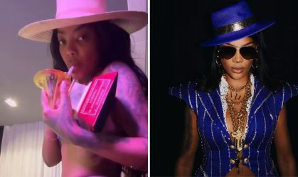 Ludmilla bebe drink em estatueta do Grammy