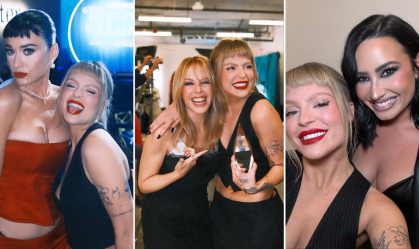 Luísa Sonza posa ao lado de Katy Perry, Kylie Minogue e Demi Lovato em premiação