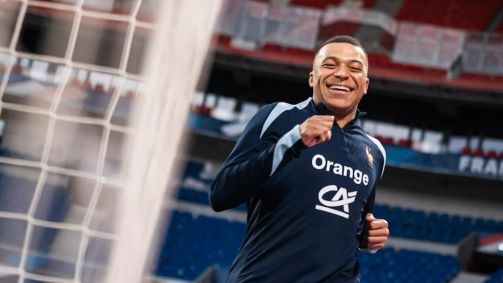 Mbappé no último treino da Seleção Francesa antes do amistoso contra a Alemanha