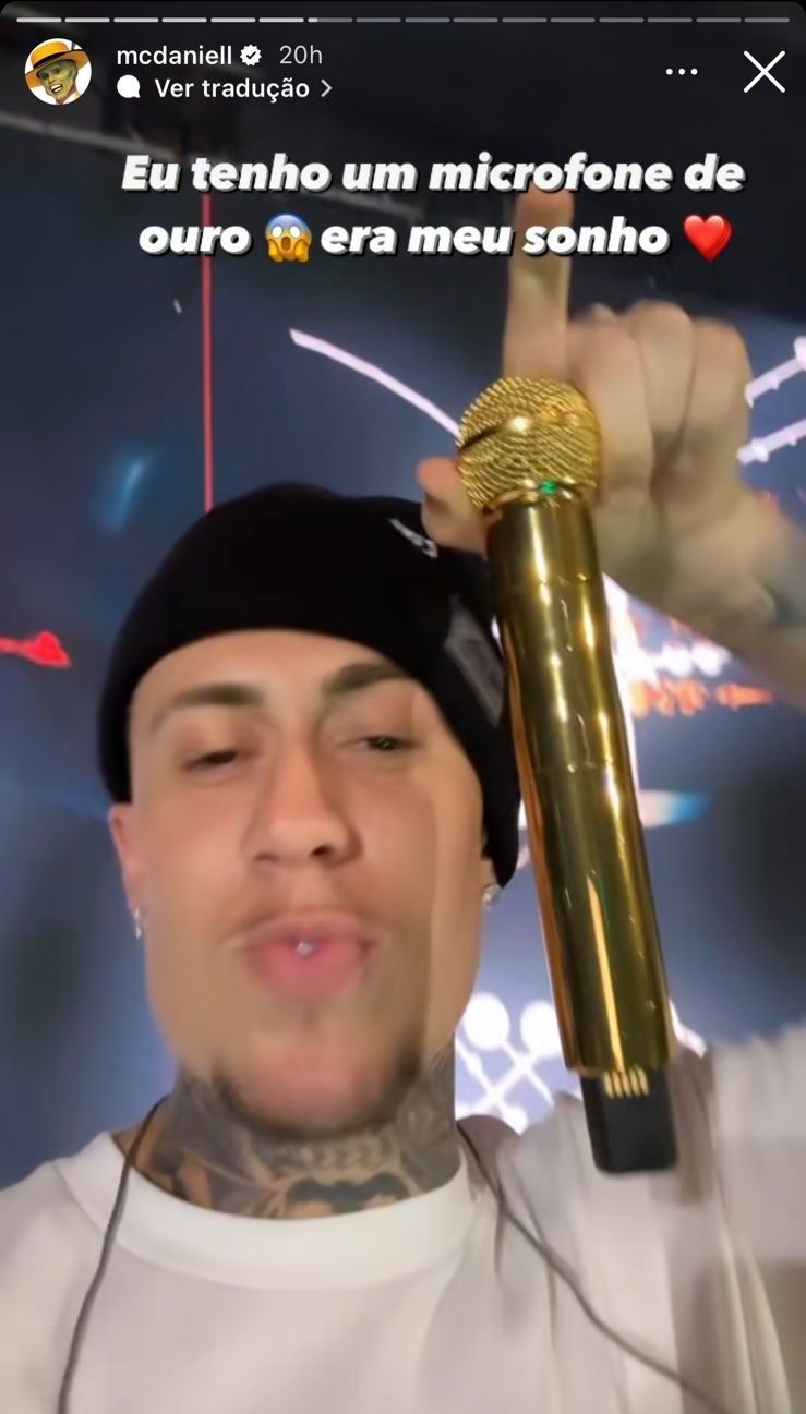 MC Daniel utilizará microfone de ouro durante apresentação no Lollapalooza 2024 / Reprodução/Instagram