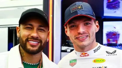 Neymar com o atual campeão da Fórmula 1, Max Verstappen