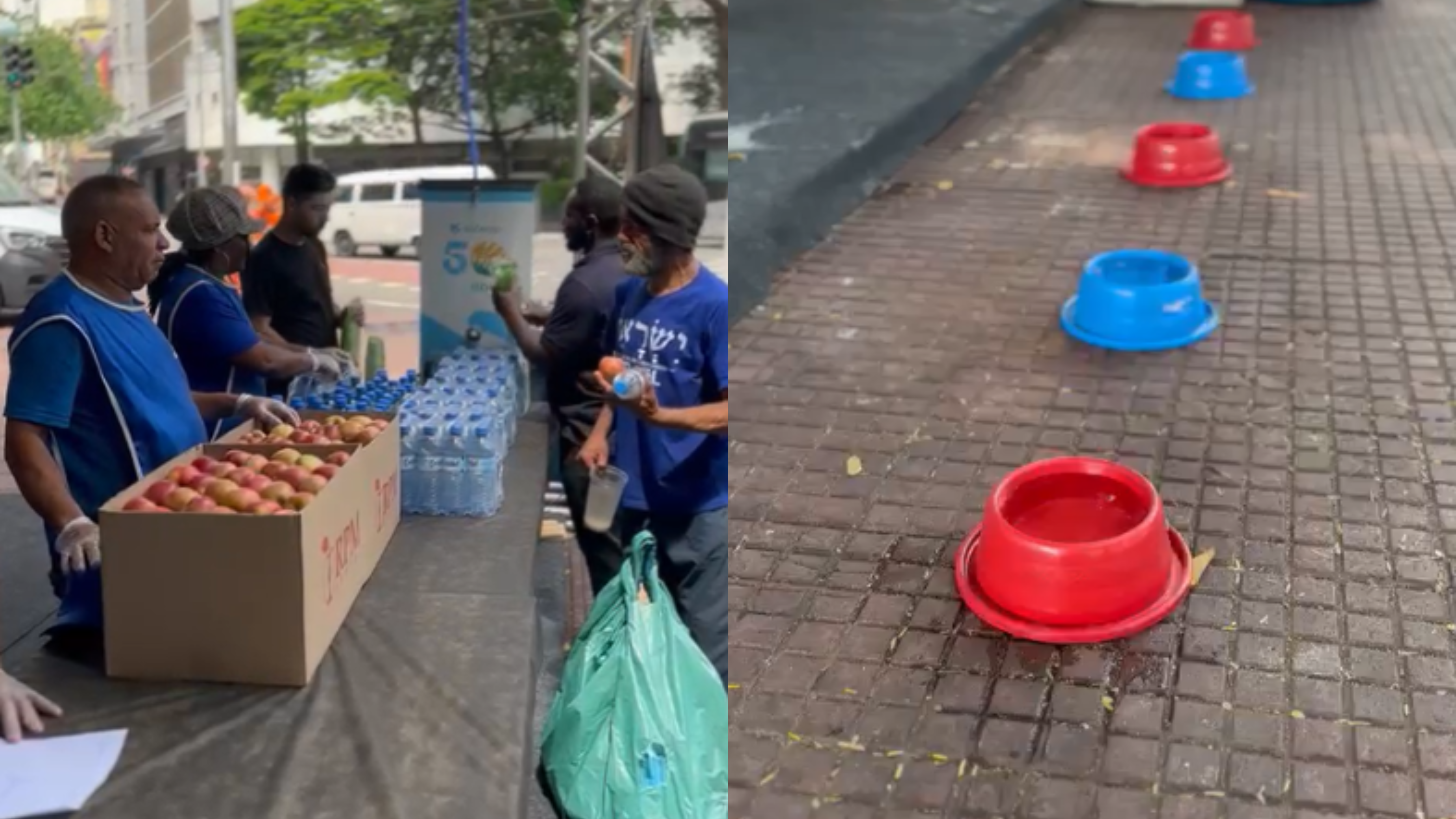 Profissionais disponibilizam bebidas, frutas e bonés durante Operação Altas Temperaturas em SP