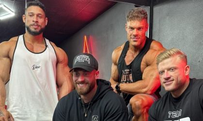 Ramon Dino, Cbum, Wesley Vissers e Urs kalecinski em evento do Mr. Olympia