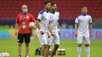 Os gêmeos Óscar e Ángel Romero em treino da seleção do Paraguai