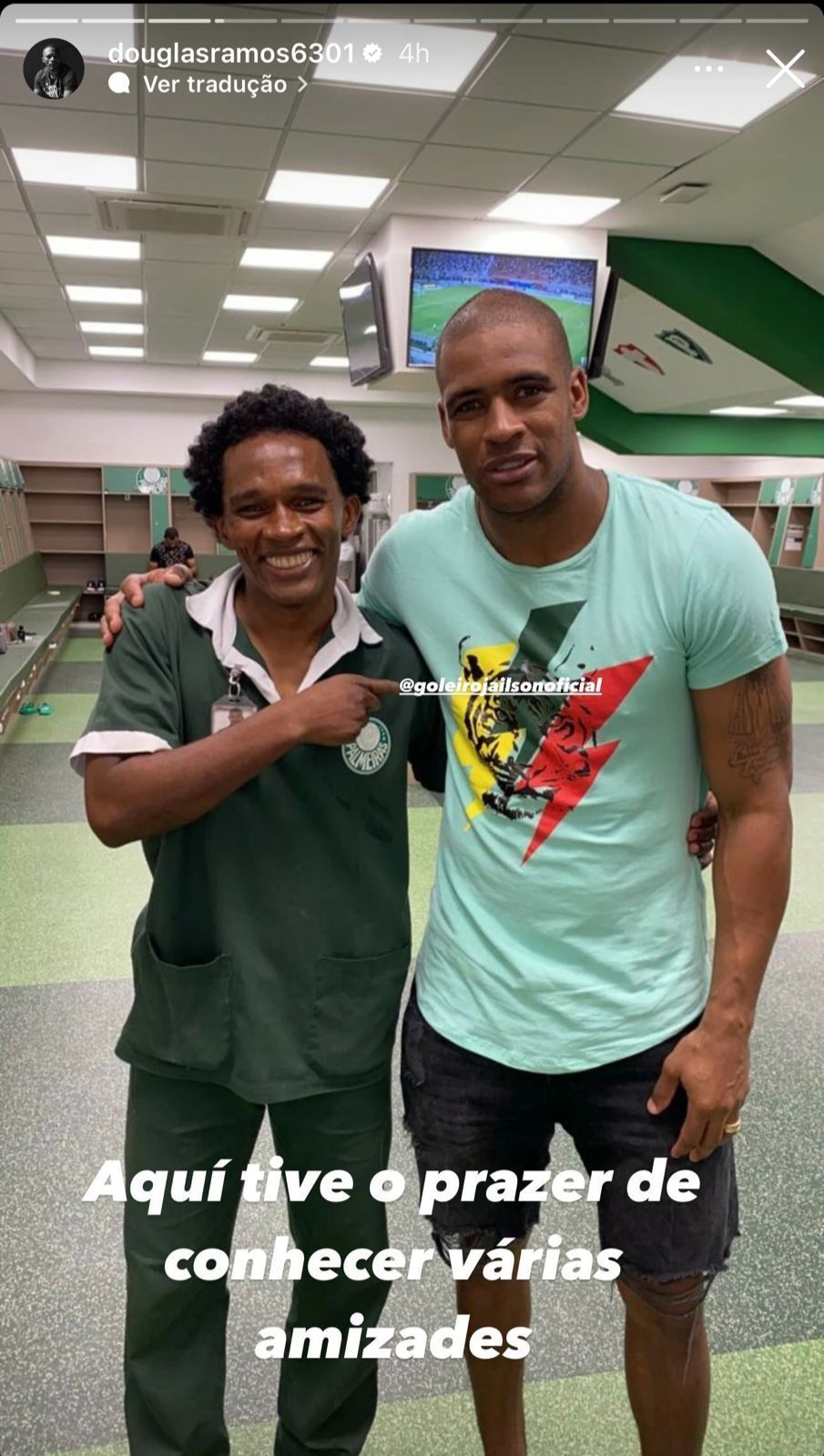 Pai de Endrick ao lado de Jaílson quando trabalhava no CT do Palmeiras / Reprodução/Instagram Douglas Ramos
