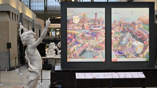 Pôsteres oficiais dos Jogos Olímpicos expostos no Museu de Orsay, em Paris