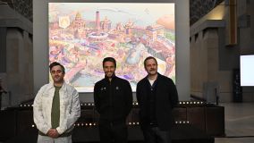 Ugo Gattoni (de branco) foi o responsável pelos pôsteres de Paris 2024