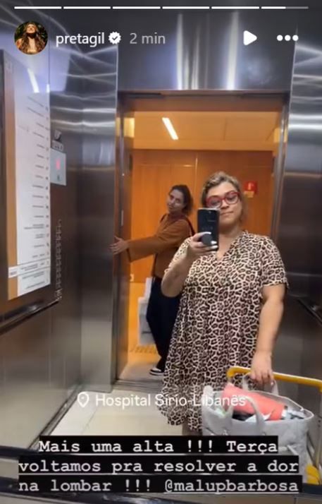 Preta Gil recebe alta médica após diagnóstico de hérnia de disco / Reprodução/Preta Gil/Instagram