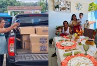 Zeca Pagodinho distribui ovos de Páscoa em Xerém, no Rio de Janeiro