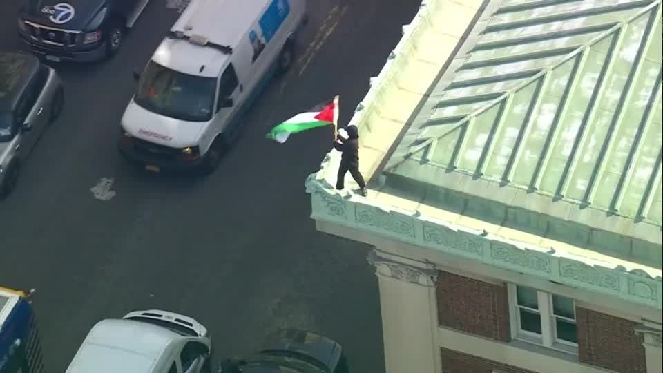 Aerials show encampment and protest at Columbia University's Hamilton Hall