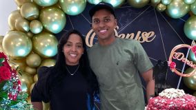 Denise Goes e o jogador Rodrygo