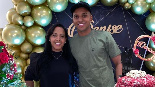 Denise Goes e o jogador Rodrygo