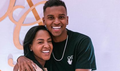 Denise Goes e o jogador Rodrygo