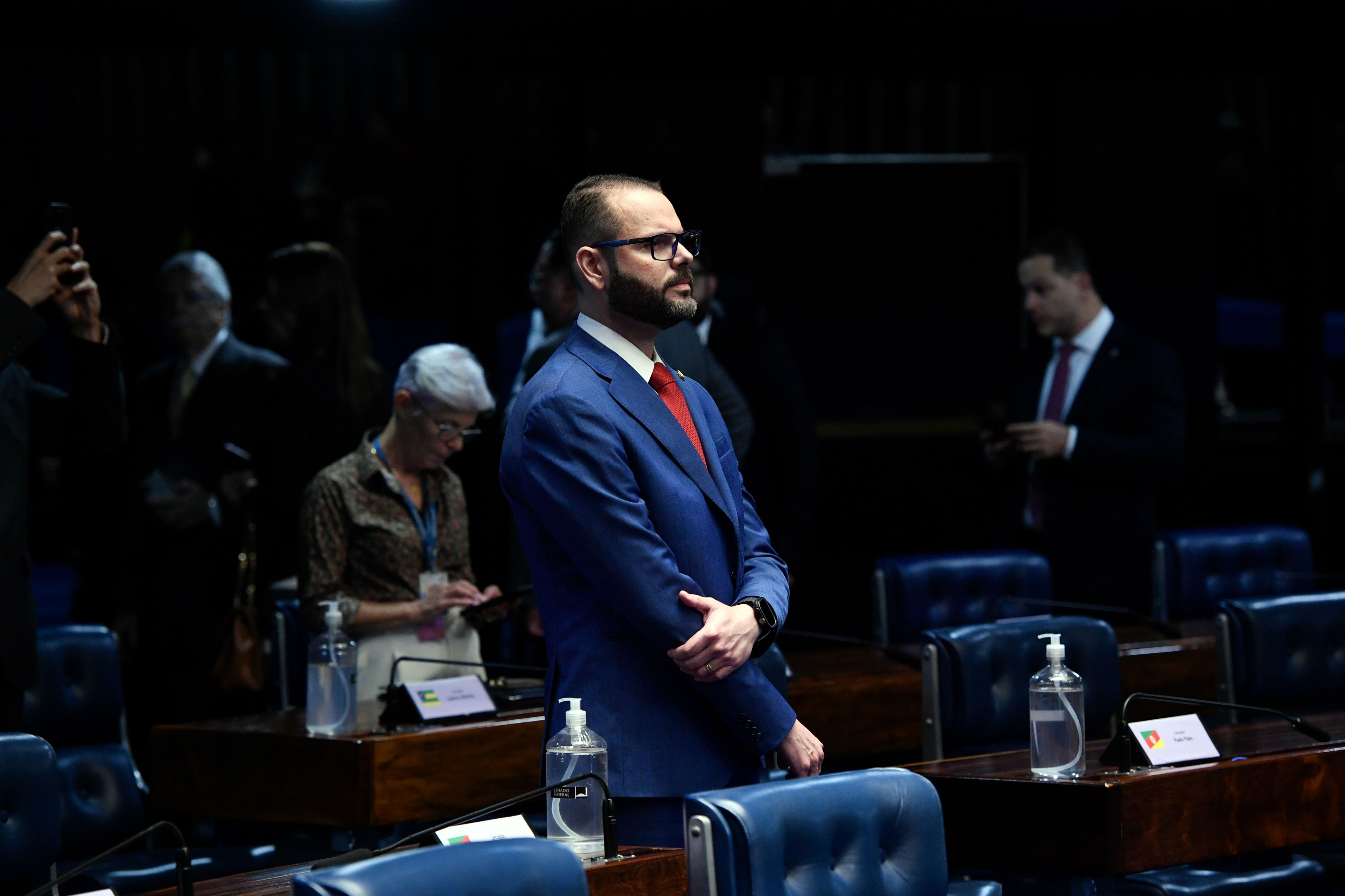 O senador Jorge Seif (PL-SC) durantes sessão do plenário