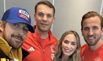 Astros de Hollywood fazem divulgação de filme com jogadores do Bayern de Munique