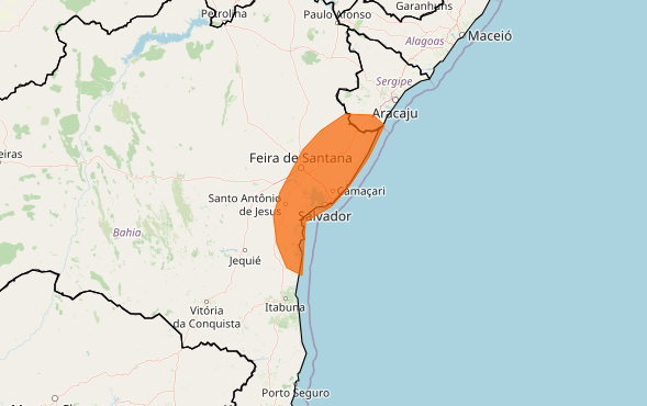 O Instituto Nacional de Meteorologia (Inmet) alerta de perigo de chuvas intensas em Salvador (BA) e região nesta segunda-feira (8).