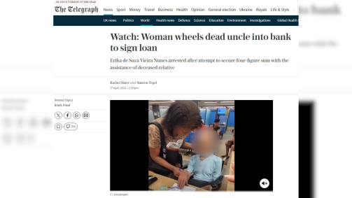 The Telegraph repercute caso de mulher que levou morto a banco no Rio de Janeiro