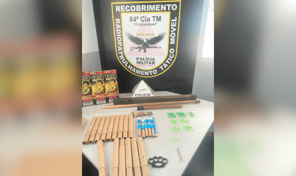 Material apreendido pela PM durante operação em final do Campeonato Mineiro