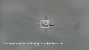 Momento em que um projétil do Irã é abatido pelas forças de Israel