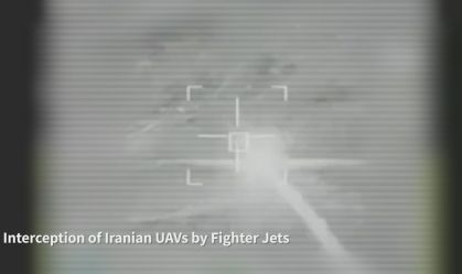 Momento em que um projétil iraniano é abatido pelo exército de Israel