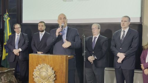 Alexandre de Moraes em discurso no Museu da Democracia, no Rio