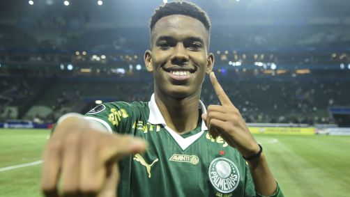 Estevão, atacante do Palmeiras, após vitória do Alviverde