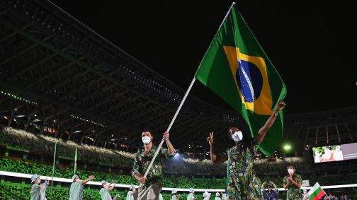 Delegação brasileira na cerimônia de abertura da Olimpíada de Tóquio 2020