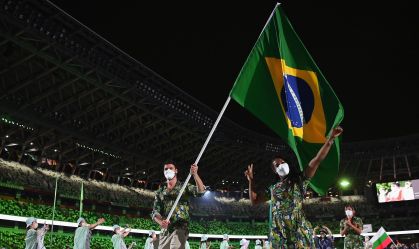 Delegação brasileira na cerimônia de abertura da Olimpíada de Tóquio 2020