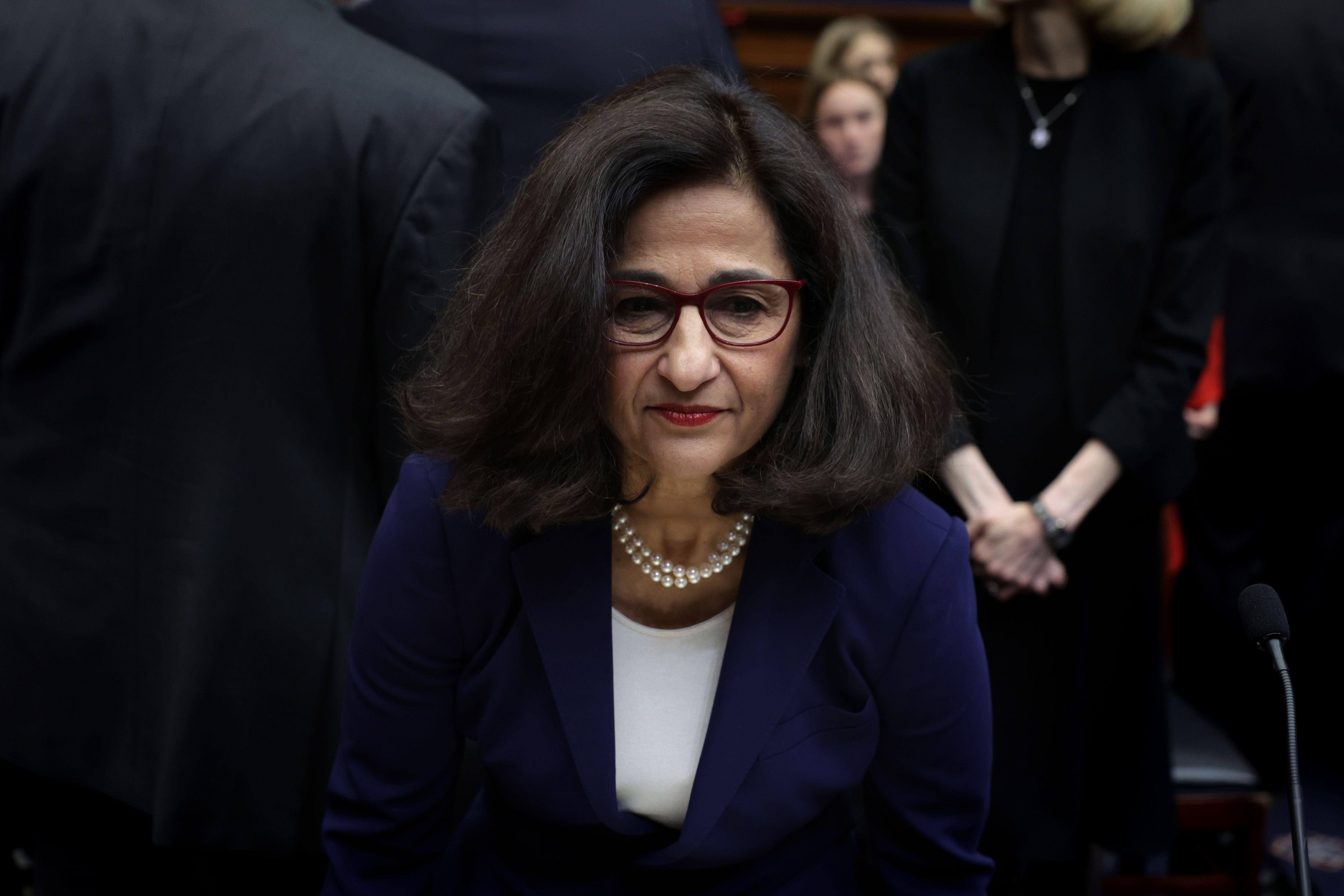 A presidente da Universidade de Columbia, Nemat “Minouche” Shafik, em 17 de abril de 2024 em Washington, DC